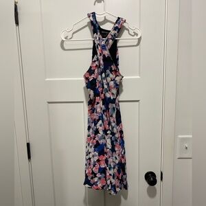 Express Navy Floral Halter Dress